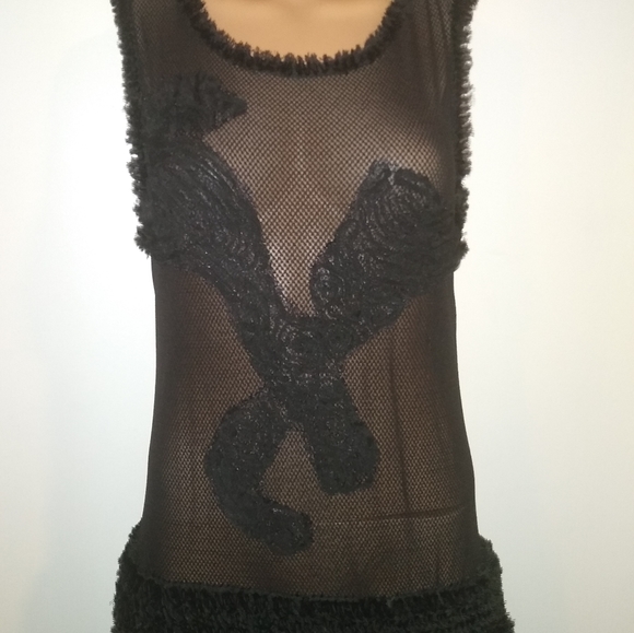 SALE! LEON MAX LIMITED EDITION M L RAISED SOUTACHE CHENILLE SILK FIT FLARE DRESS - Picture 6 of 14